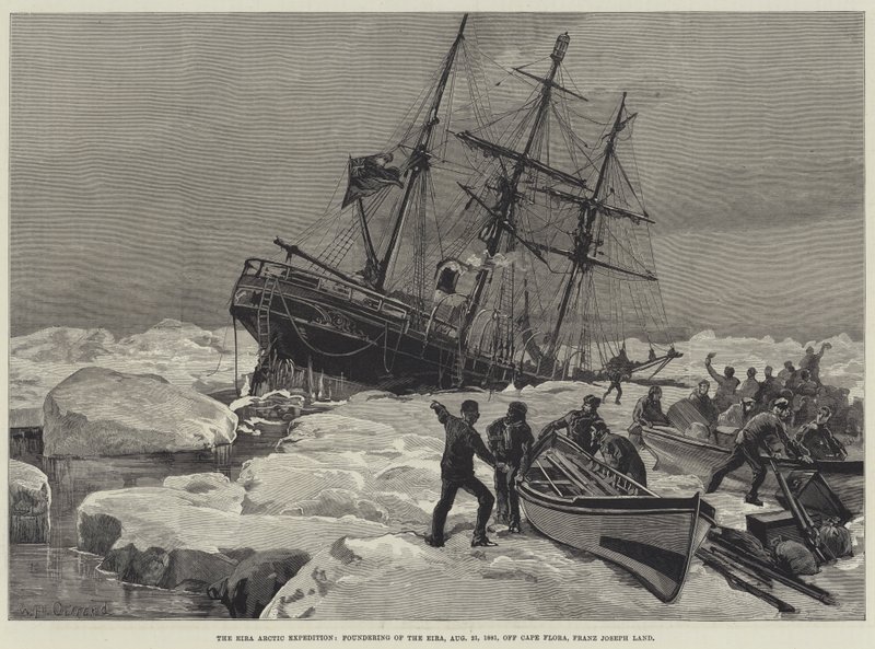 Eira Arctic Expedition, grundlæggelse af Eira, 21. august 1881, ud for Cape Flora, Franz Joseph Land af William Heysham Overend