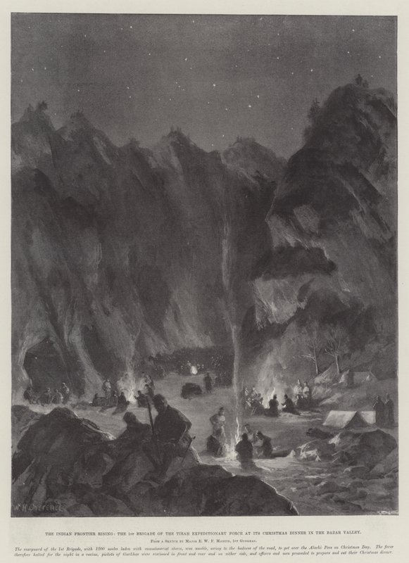 The Indian Frontier Rising, den 1. brigade af Tirah Expeditionary Force ved sin julemiddag i Bazardalen af William Heysham Overend