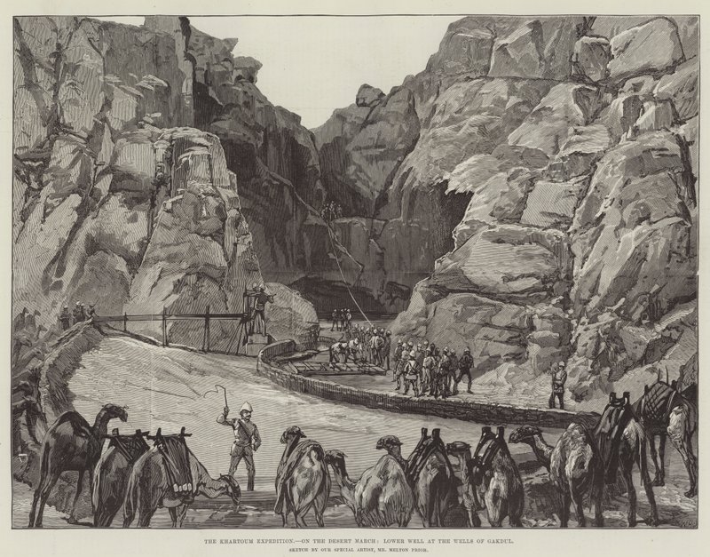 Khartoum-ekspeditionen, på ørkenmarchen, nedre brønd ved Gakdul-brøndene af William Heysham Overend