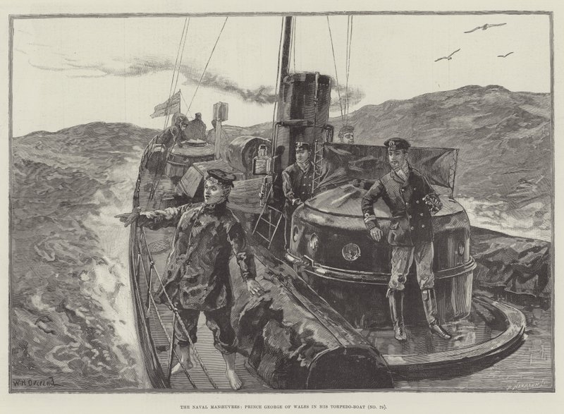 Sømanøvrerne, prins George af Wales i sin torpedobåd (nr. 79) af William Heysham Overend
