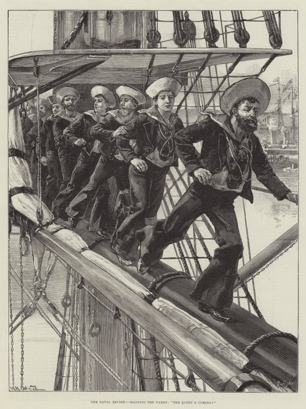 The Naval Review, bemanding the Yards, The Queen