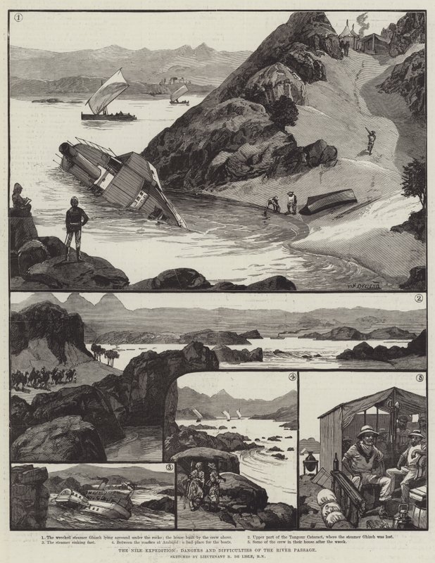 Nil-ekspeditionen, farerne og vanskelighederne ved flodpassagen af William Heysham Overend