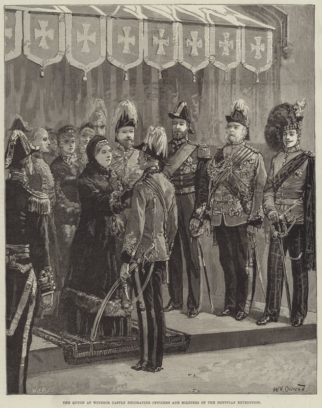 Dronningen på Windsor Castle dekorerer officerer og soldater fra den egyptiske ekspedition af William Heysham Overend