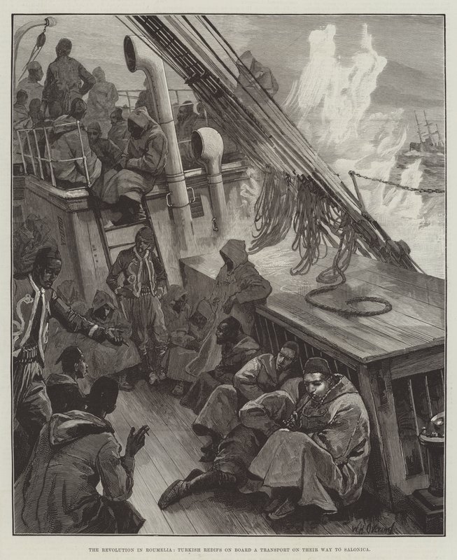 Revolutionen i Roumelia, tyrkiske redifs ombord på en transport på vej til Salonica af William Heysham Overend