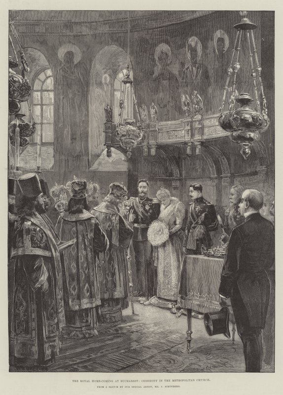 Det kongelige hjemkomst i Bukarest, ceremoni i Metropolitan Church af William Heysham Overend