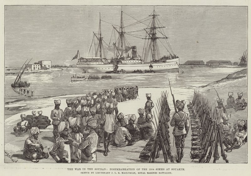 Krigen i Soudan, landstigning af den 15. sikh ved Souakim af William Heysham Overend