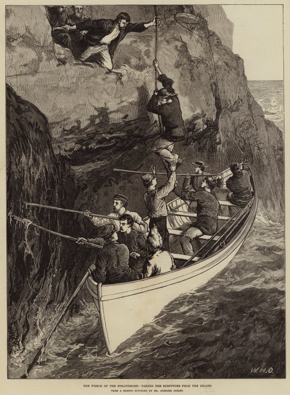 The Wreck of the Strathmore, der tager de overlevende fra øen af William Heysham Overend