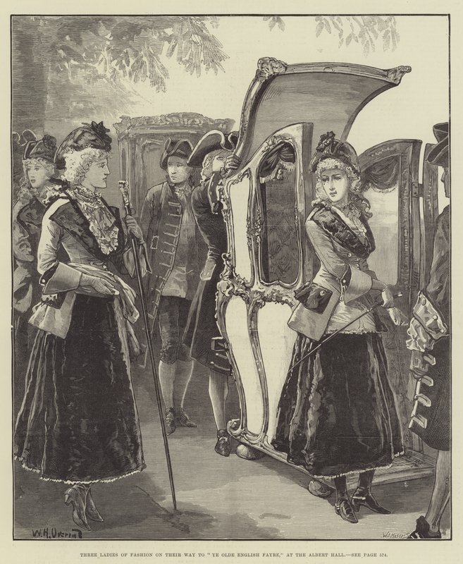 Three Ladies of Fashion på vej til Ye Olde English Fayre i Albert Hall af William Heysham Overend