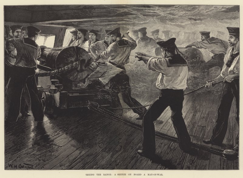 Prøver Range, en Skitse ombord på en Man-of-War af William Heysham Overend