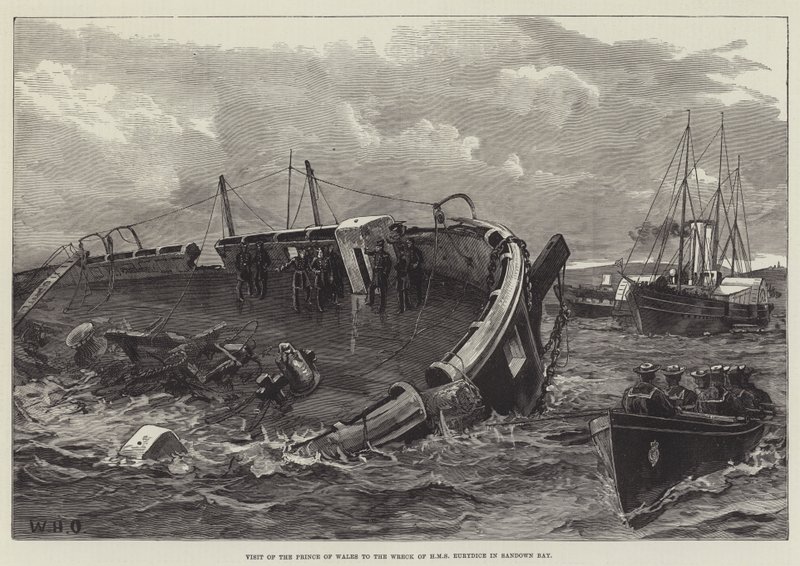 Besøg af Prince of Wales til vraget af HMS Eurydice i Sandown Bay af William Heysham Overend