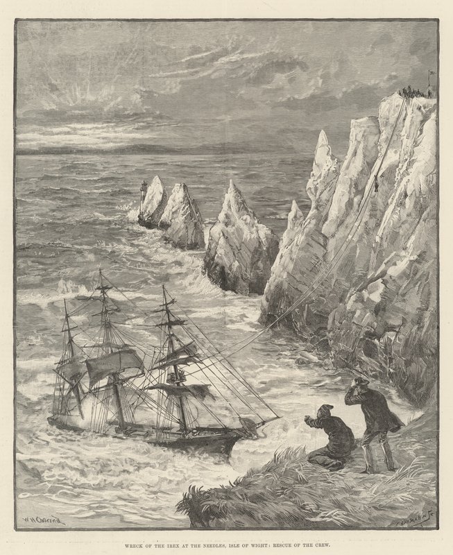 Vraget af Irex at the Needles, Isle of Wight, Rescue of the Crew af William Heysham Overend