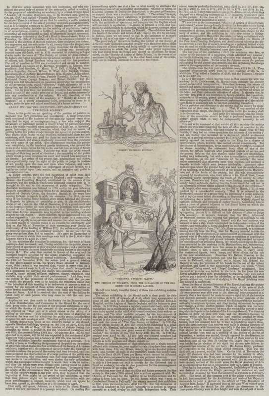 Tidlige udstillerforeninger, etablering af det kongelige akademi af William Hogarth