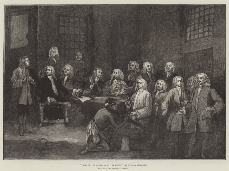 Retssag mod guvernøren for flåden af William Hogarth