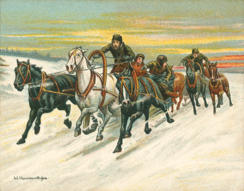Races Historiske og Moderne, Russiske Slædeløb (chromolitho) af William Hounsom Byles