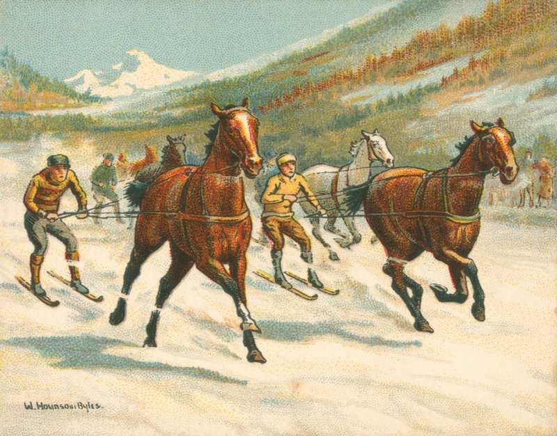 Løb historiske og moderne, Ski-Joring (chromolitho) af William Hounsom Byles