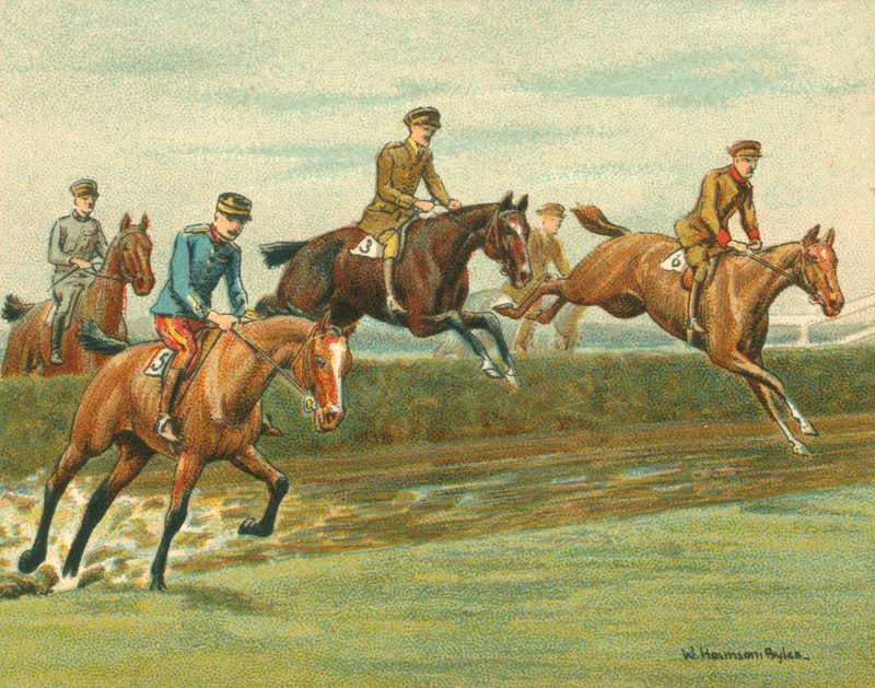 Racer historiske og moderne, tårnjagter for allierede officerer (chromolitho) af William Hounsom Byles