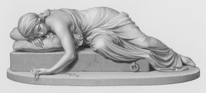 Beatrici Cenci, graveret af W Roffe fra skulpturen af Harriet Hosmer (gravering) af William John Roffe