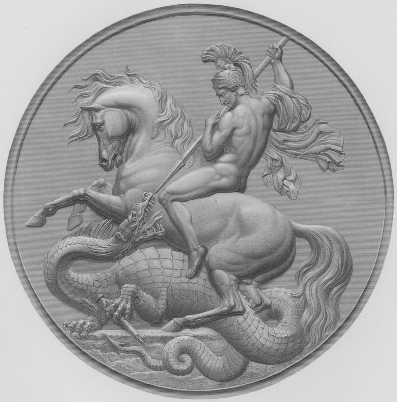 St George, fra medaljen af W Wyon, RA, henrettet for Hans Kongelige Højhed Prins Albert, indgraveret af W Roffe efter en tegning af F Roffe (gravering) af William John Roffe