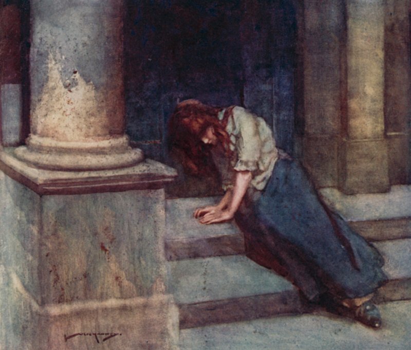 Illustration til The Deserted Village af Oliver Goldsmith (farve litho) af William Lee Hankey
