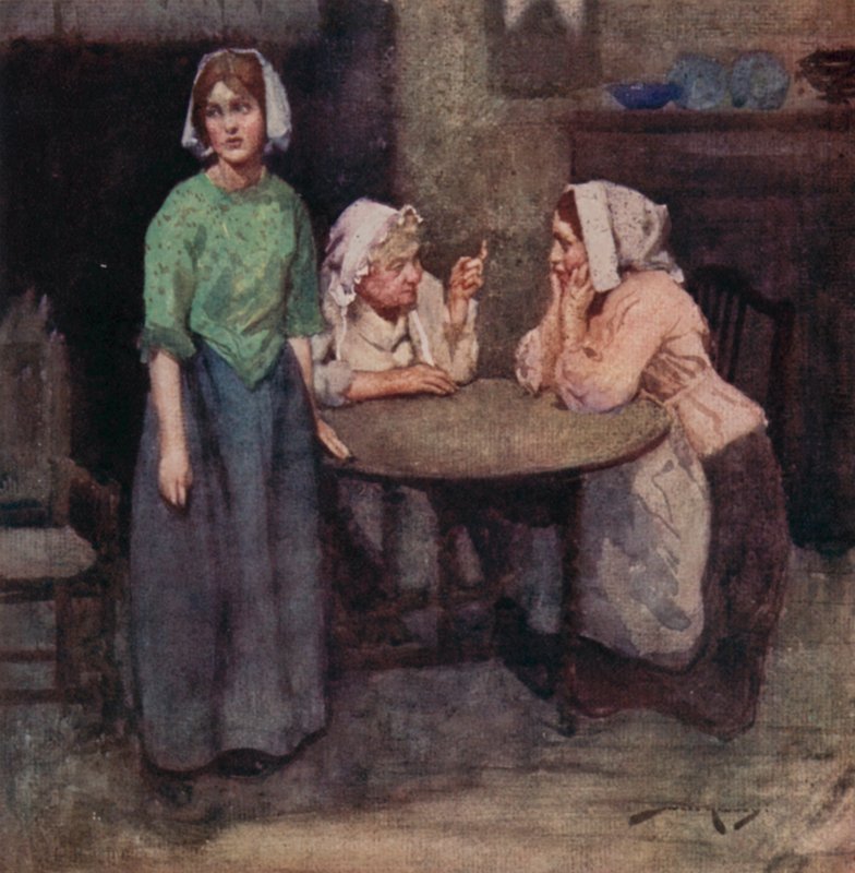 Illustration til The Deserted Village af Oliver Goldsmith (farve litho) af William Lee Hankey