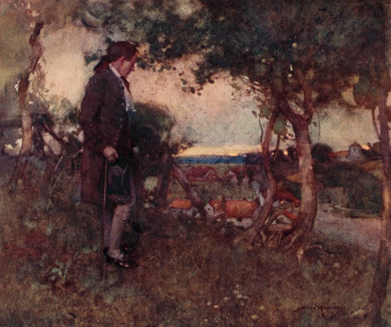 Illustration til The Deserted Village af Oliver Goldsmith (farve litho) af William Lee Hankey