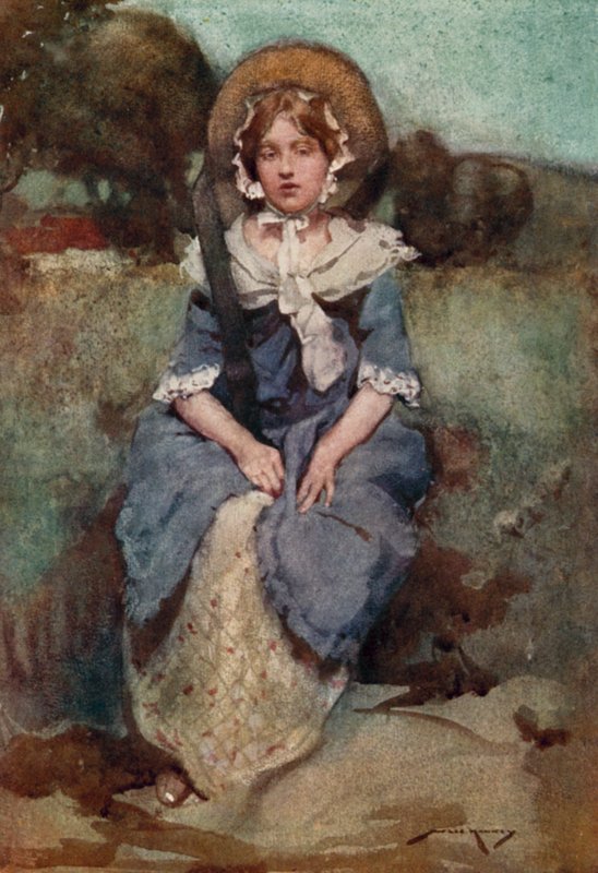Illustration til The Deserted Village af Oliver Goldsmith (farve litho) af William Lee Hankey