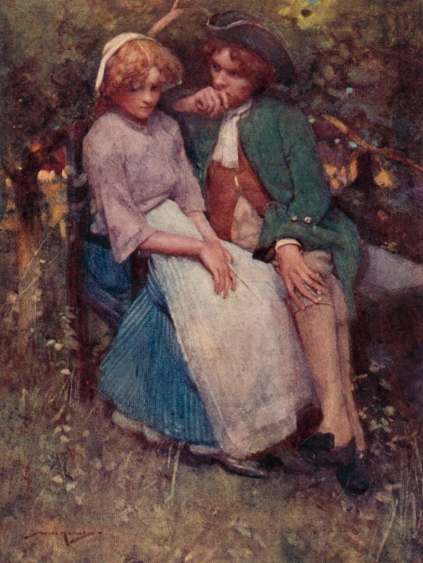 Illustration til The Deserted Village af Oliver Goldsmith (farve litho) af William Lee Hankey