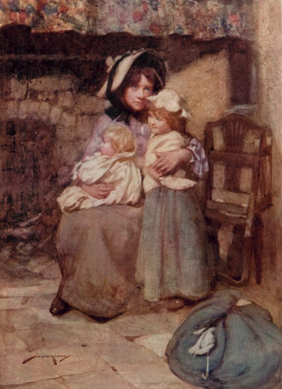 Illustration til The Deserted Village af Oliver Goldsmith (farve litho) af William Lee Hankey