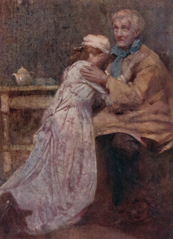 Illustration til The Deserted Village af Oliver Goldsmith (farve litho) af William Lee Hankey
