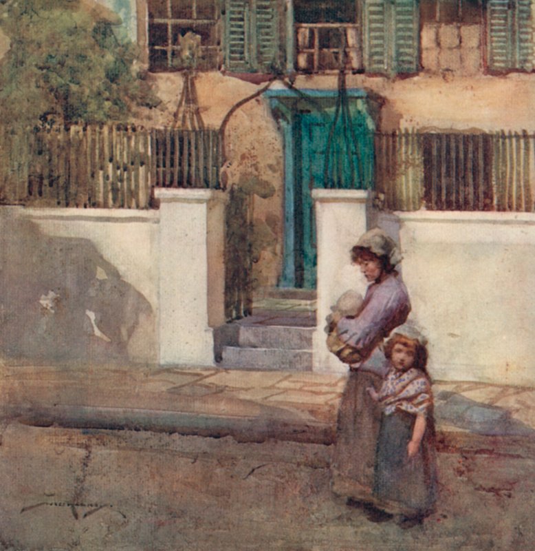 Illustration til The Deserted Village af Oliver Goldsmith (farve litho) af William Lee Hankey
