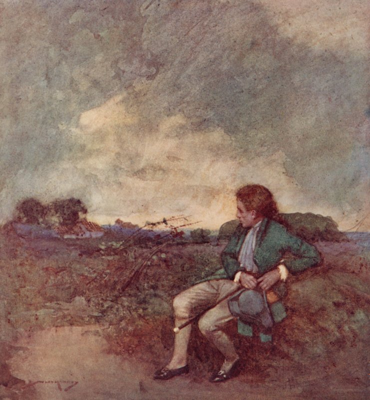 Illustration til The Deserted Village af Oliver Goldsmith (farve litho) af William Lee Hankey