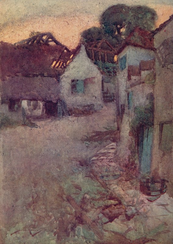 Illustration til The Deserted Village af Oliver Goldsmith (farve litho) af William Lee Hankey