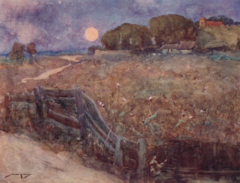 Illustration til The Deserted Village af Oliver Goldsmith (farve litho) af William Lee Hankey