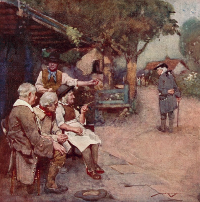 Illustration til The Deserted Village af Oliver Goldsmith (farve litho) af William Lee Hankey
