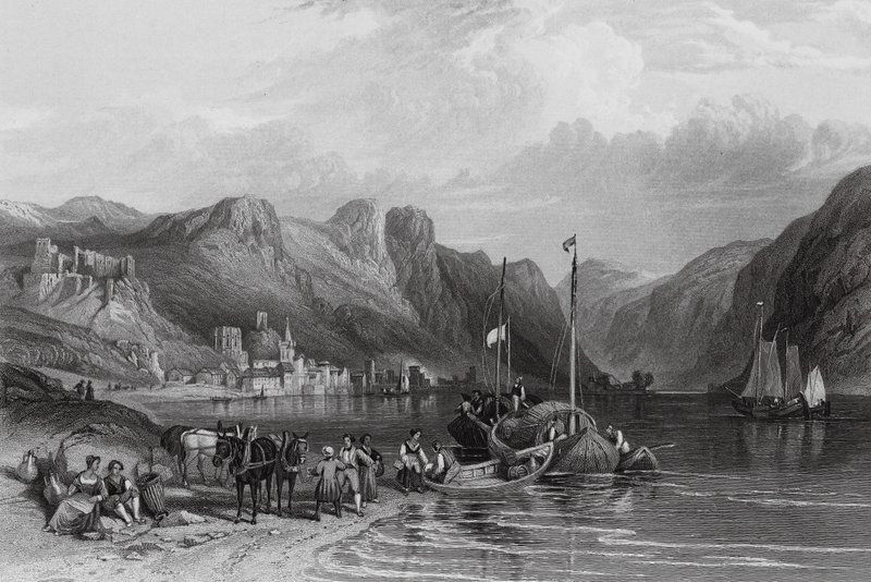 Bacharach, ved Rhinen (kobberstik) af William Leighton (after) Leitch