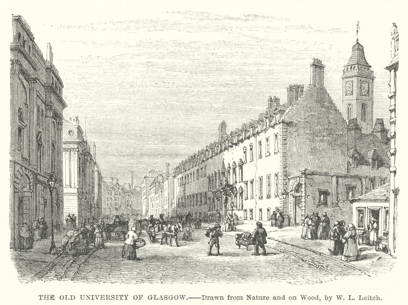 The Old University of Glasgow (gravering) af William Leighton (after) Leitch