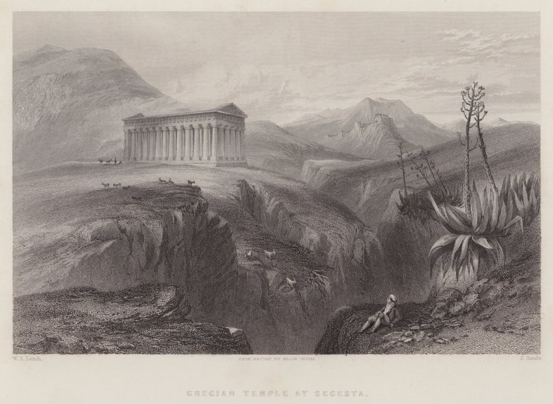 Græsk tempel i Segesta (gravering) af William Leighton Leitch