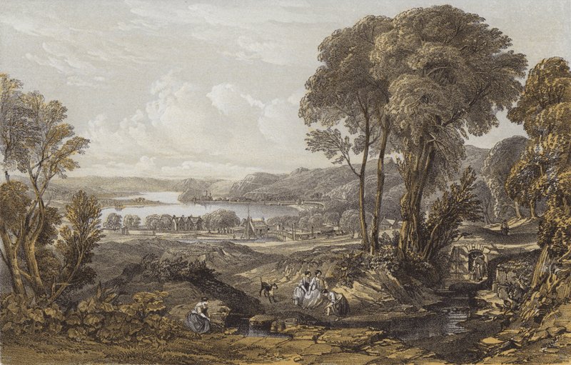 Udsigt over Clyde over Erskine Ferry (chromolitho) af William Leighton Leitch