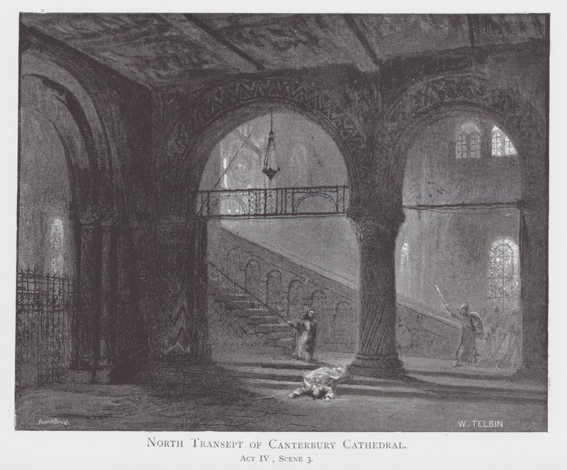 Det nordlige tværskib i Canterbury Cathedral (litografi) af William Lewis (after) Telbin