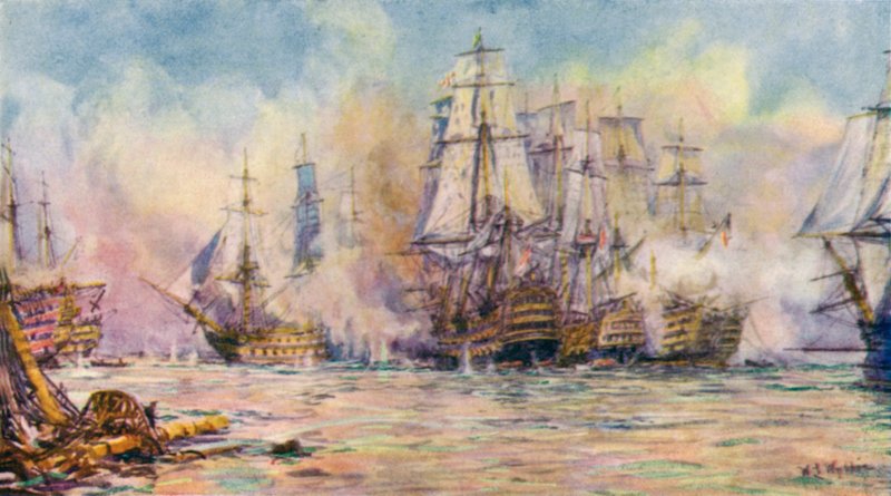 Slaget ved Trafalgar af William Lionel (after) Wyllie