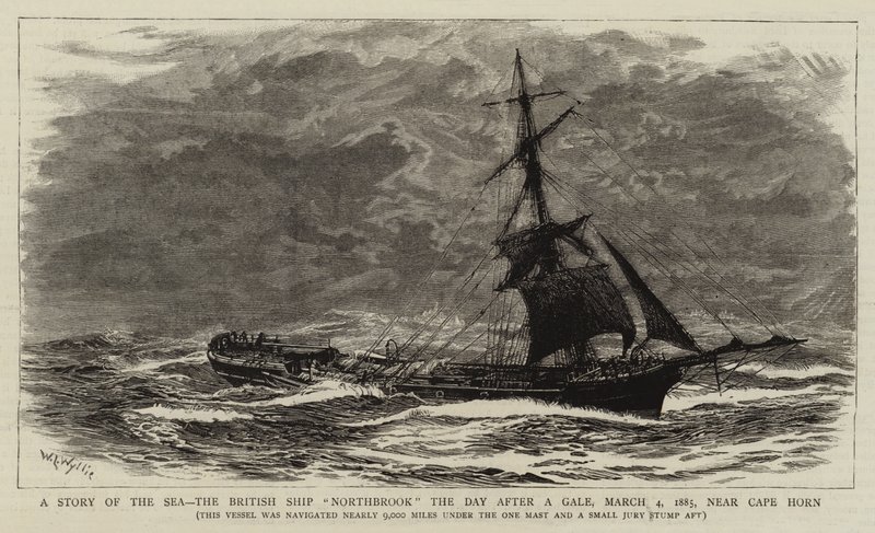 A Story of the Sea, det britiske skib Northbrook dagen efter en kuling, 4. marts 1885, nær Kap Horn af William Lionel Wyllie