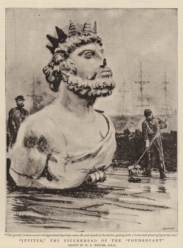 Jupiter, figurhovedet for Foudroyanten af William Lionel Wyllie