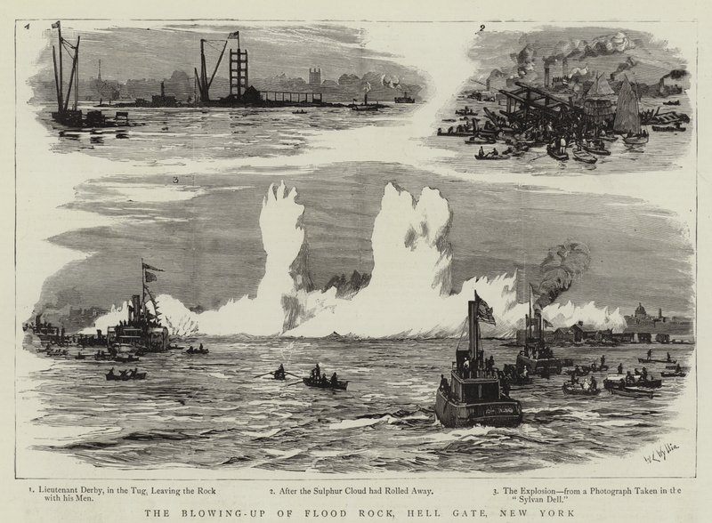 Spændingen af Flood Rock, Hell Gate, New York af William Lionel Wyllie