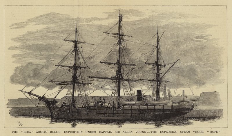 Eira Arctic Relief Expedition under kaptajn Sir Allen Young, det udforskende dampfartøj Hope af William Lionel Wyllie