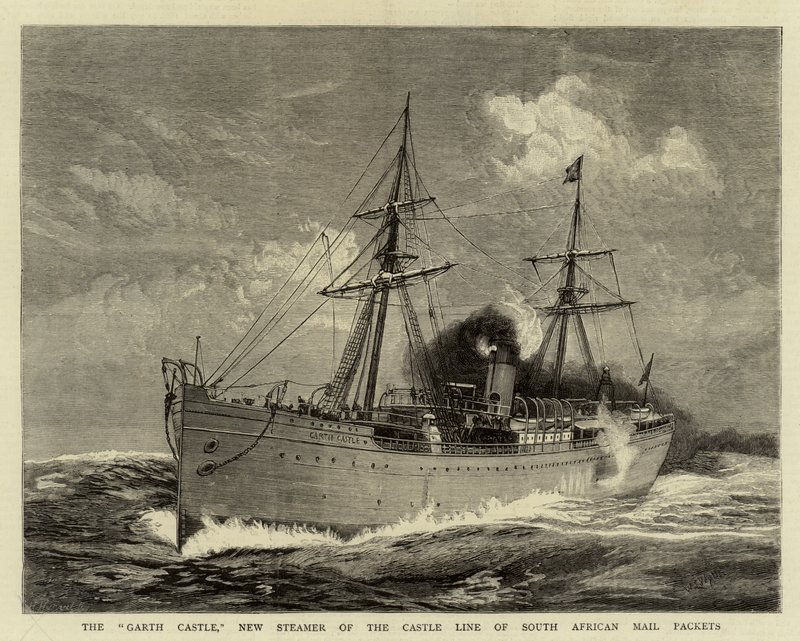 Garth Castle, New Steamer of the Castle Line of South African Mail Packs af William Lionel Wyllie