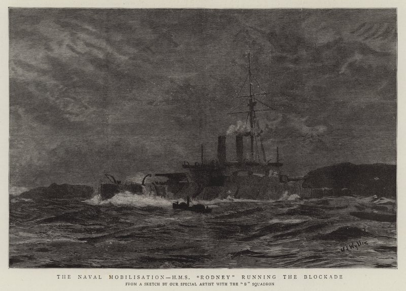 Mobilisering af flåden, H M S Rodney leder blokaden af William Lionel Wyllie
