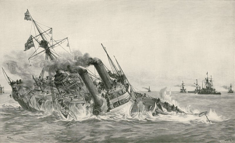 H. M. S. Victorias forlis efter kollision med H. M. S. Camperdown af William Lionel Wyllie