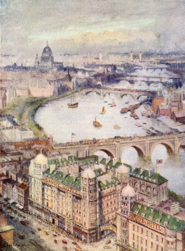 Udsigt fra Savoy Hotel, mod øst af William Lionel Wyllie
