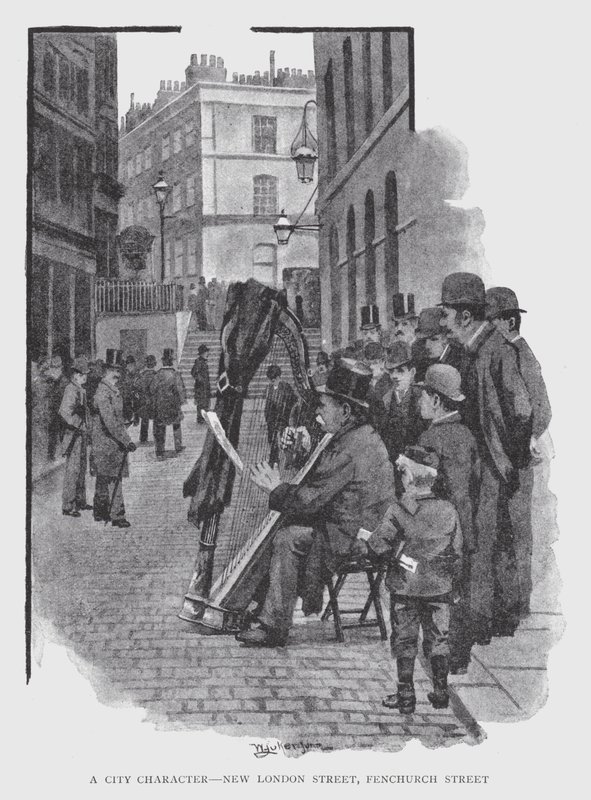 A City Character, New London Street, Fenchurch Street (litho) af William Luker