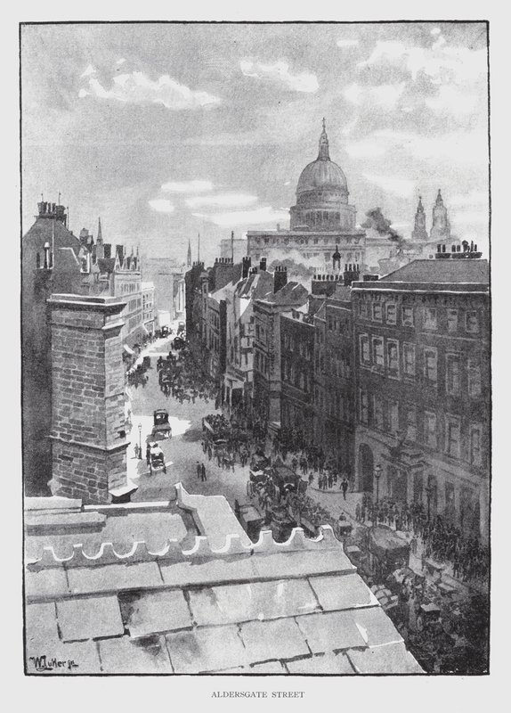 Aldersgate Street (litho) af William Luker